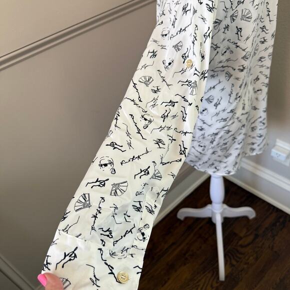 NWT KARL LAGERFELD PARIS Women's Soft Everyday Roll-Sleeve Blouse Size L - Picture 9 of 12